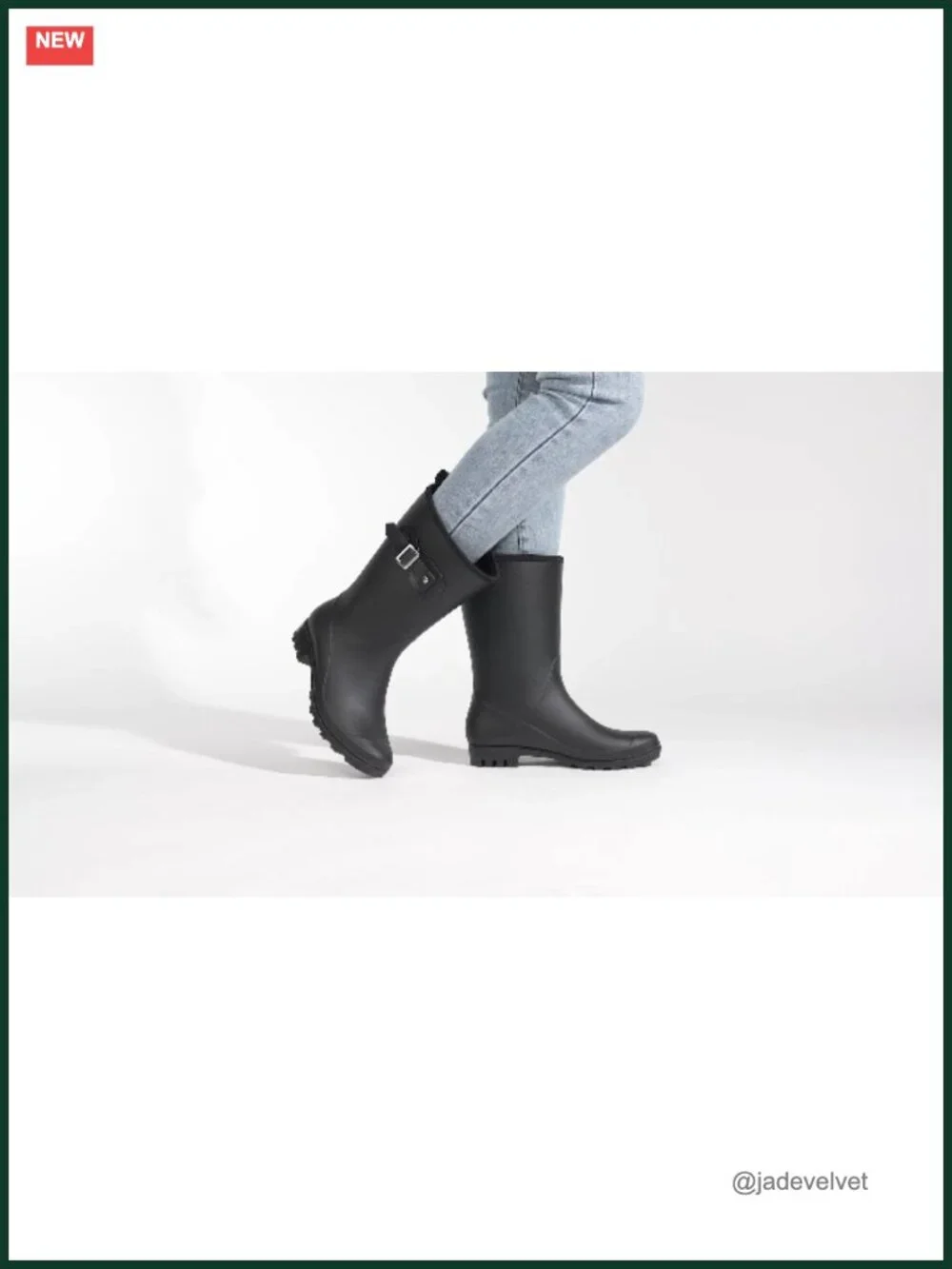 Waterproof Mid-Calf PVC Rain Boots with Buckle for Gardening